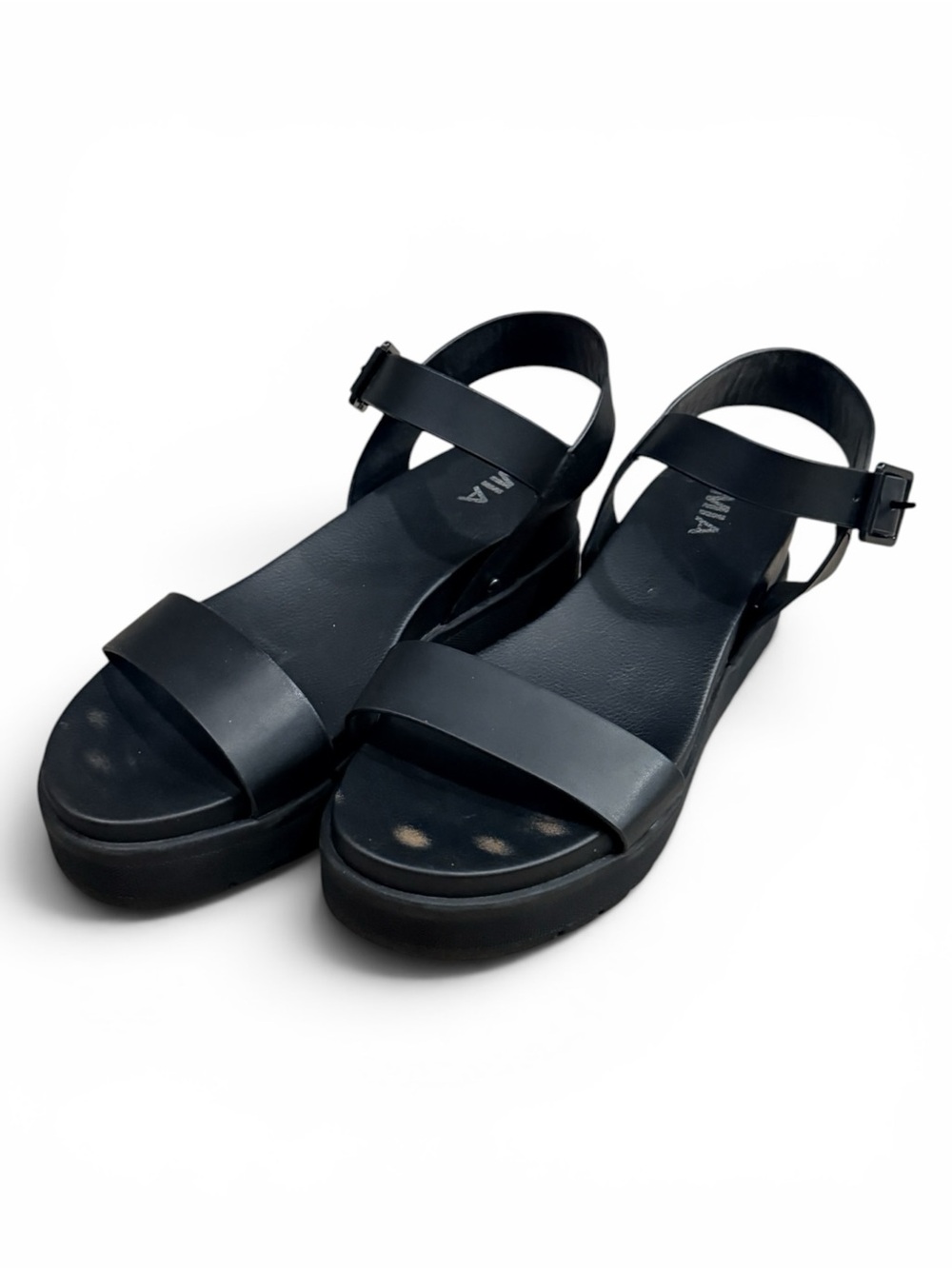 MIA Black Platform Ankle Strap Sandals Size 8/39 Lightweight Comfort Sandals